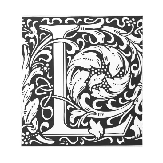 Brief L Middeleeuws Monogram Art Nouveau Notitieblok (Voorkant)
