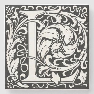 Brief L Middeleeuws Monogram Art Nouveau Stenen Onderzetter
