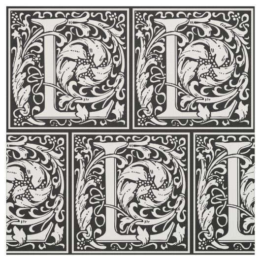 Brief L Middeleeuws Monogram Art Nouveau Stof (Swatch)