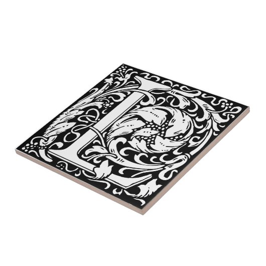 Brief L Middeleeuws Monogram Art Nouveau Tegeltje (Zijkant)