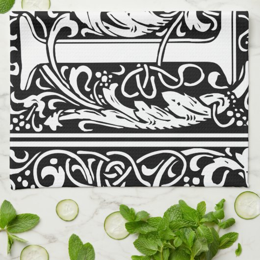 Brief L Middeleeuws Monogram Art Nouveau Theedoek (Gevouwen)