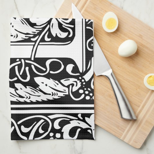 Brief L Middeleeuws Monogram Art Nouveau Theedoek (Quarter Fold)