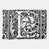 Brief L Middeleeuws Monogram Art Nouveau Theedoek (Horizontaal)