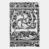 Brief L Middeleeuws Monogram Art Nouveau Theedoek (Verticaal)