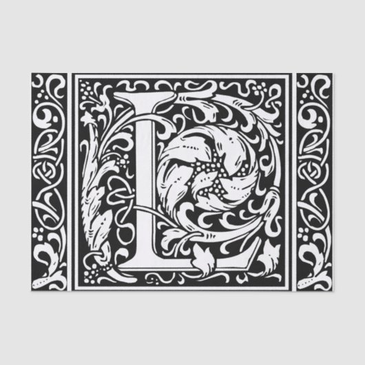 Brief L Middeleeuws Monogram Art Nouveau Tissuepapier (Voorkant)