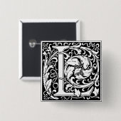 Brief L Middeleeuws Monogram Art Nouveau Vierkante Button 5,1 Cm (Voorkant /achterkant)