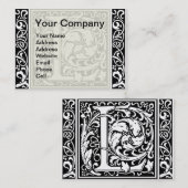 Brief L Middeleeuws Monogram Art Nouveau Visitekaartje (Voorkant / Achterkant)