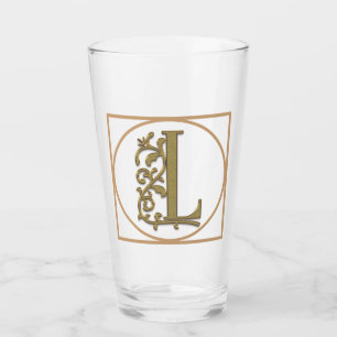 BRIEF L MONOGRAM Beauful Wedding New Home Gift Glas