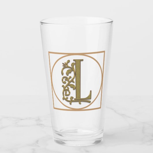 BRIEF L MONOGRAM Beauful Wedding New Home Gift Glas (Voorkant)