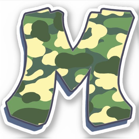 Brief M - Camo Green Sticker (Voorkant)