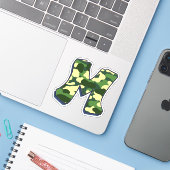 Brief M - Camo Green Sticker (Laptop met iPhone)