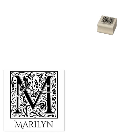 Brief M  eerste brief gepersonaliseerd Rubberstempel (Gestempeld)