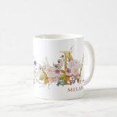 Brief M - Gold Floral Name zustercollega Koffiemok (Voorkant rechts)