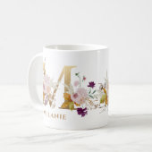 Brief M - Gold Floral Name zustercollega Koffiemok (Voorkant links)