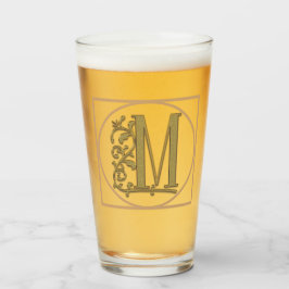 BRIEF M MONOGRAM Beauful Wedding New Home Gift Glas