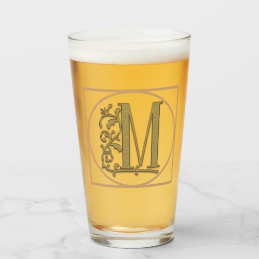 BRIEF M MONOGRAM Beauful Wedding New Home Gift Glas (Voorkant gevuld)
