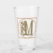 BRIEF M MONOGRAM Beauful Wedding New Home Gift Glas (Voorkant)