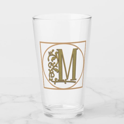 BRIEF M MONOGRAM Beauful Wedding New Home Gift Glas (Voorkant)