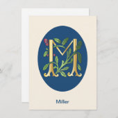 Brief M Monogram Fleur de lis Kaart (Voorkant / Achterkant)