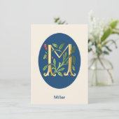 Brief M Monogram Fleur de lis Kaart (Staand voorkant)