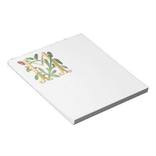 Brief M Monogram Fleur de lis Notitieblok (Schuin)