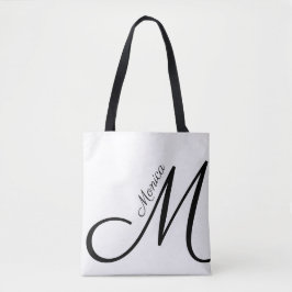 Brief M - Monogram + Naam - modern elegant Tote Bag