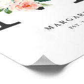 Brief M Monogram Waterverf Perzik Florals Nursery Poster (Hoek)