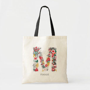 Brief M   Whimsical Floral Letter Monogram Tas I