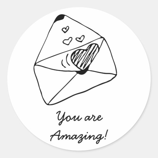 Brief met liefde | Romantische stijl Ronde Sticker (Voorkant)