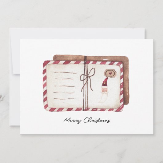Brief met waterverf van de vakantiepas feestdagenkaart (Voorkant)