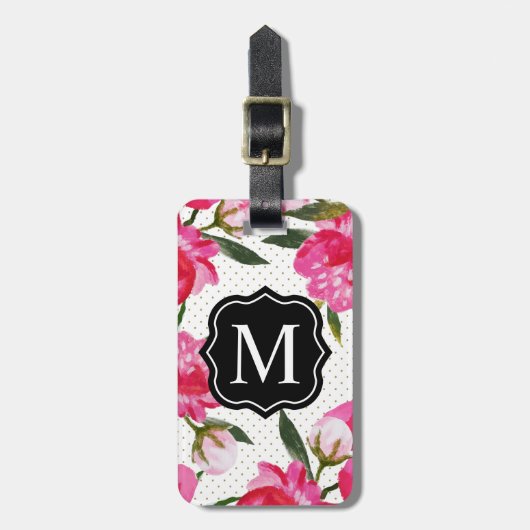 Brief modern Fuchsia Pink Floral Weddenschap Bagagelabel (Voorkant verticaal)