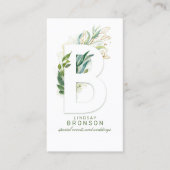 Brief Monogram Gold Greenery Leaves Elegant Visitekaartje (Voorkant)