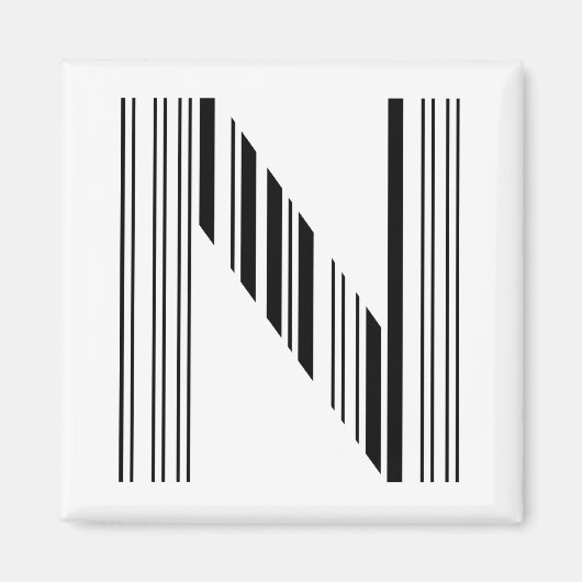 BRIEF N BAR CODE Eerste Initiaal Barcode Patroon Magneet (Voorkant)