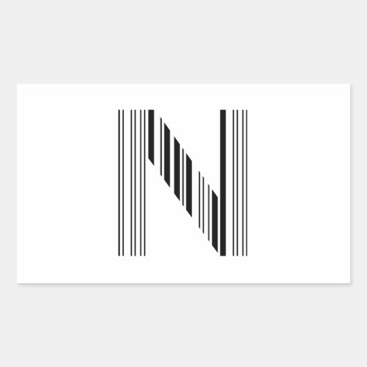 BRIEF N BAR CODE Eerste Initiaal Barcode Patroon Rechthoekige Sticker (Voorkant)