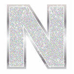Brief N Fotobeeldje Ornament<br><div class="desc">Brief N zilverfaux glitter</div>