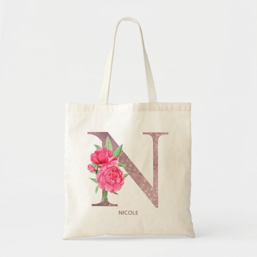 Brief N Gepersonaliseerde naam monogram bridesmaid Tote Bag (Voorkant)