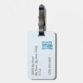 Brief N met Teddy Bear in Blue Checks Bagagelabel (Achterkant verticaal)