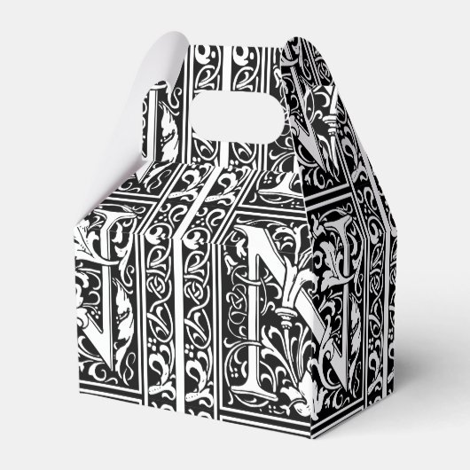 Brief N Middeleeuws Monogram Art Nouveau Bedankdoosjes (Achterkant)