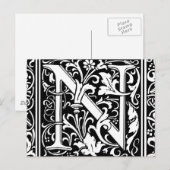 Brief N Middeleeuws Monogram Art Nouveau Briefkaart (Voorkant / Achterkant)