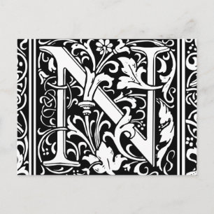 Brief N Middeleeuws Monogram Art Nouveau Briefkaart