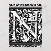 Brief N Middeleeuws Monogram Art Nouveau Briefkaart (Voorkant)