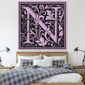 Brief N Middeleeuws Monogram Art Nouveau Canvas Afdruk (Insitu (Slaapkamer))