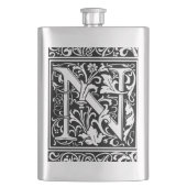 Brief N Middeleeuws Monogram Art Nouveau Heupfles (Voorkant)