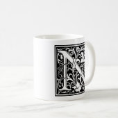 Brief N Middeleeuws Monogram Art Nouveau Koffiemok (Voorkant rechts)