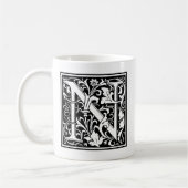 Brief N Middeleeuws Monogram Art Nouveau Koffiemok (Links)