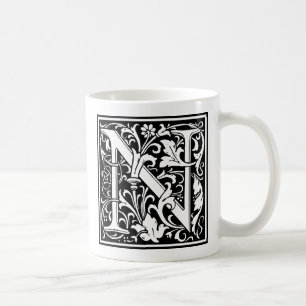 Brief N Middeleeuws Monogram Art Nouveau Koffiemok