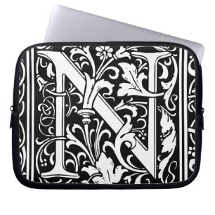 Brief N Middeleeuws Monogram Art Nouveau Laptop Sleeve
