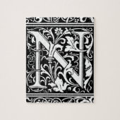 Brief N Middeleeuws Monogram Art Nouveau Legpuzzel (Verticaal)