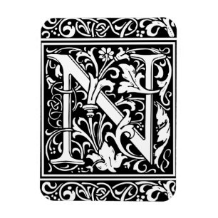 Brief N Middeleeuws Monogram Art Nouveau Magneet
