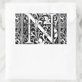 Brief N Middeleeuws Monogram Art Nouveau Rechthoekige Sticker (Tas)